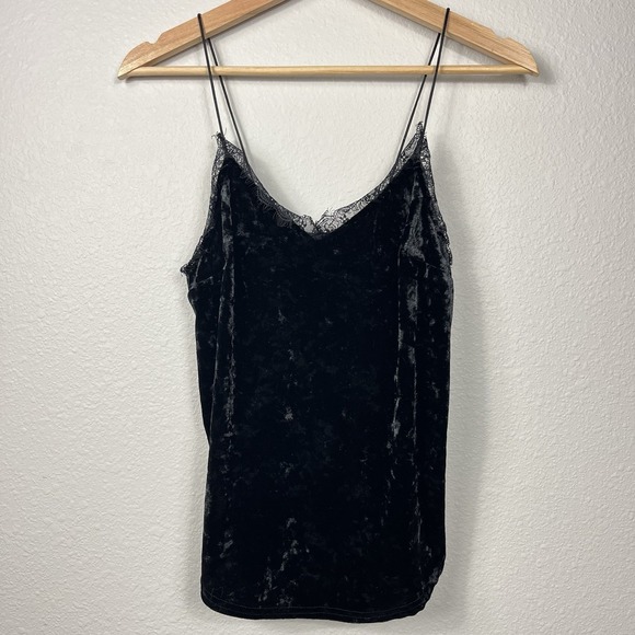 Urban Outfitters Tops - Kimchi Blue Urban Crushed Black Velvet Eyelash Lace Tank Top Size‎ XS Fairygoth